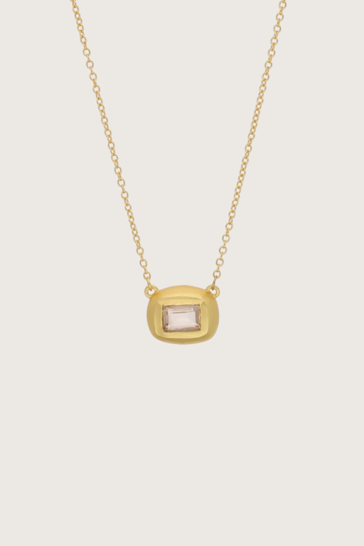 Collana Leher in morganite, placcata in oro fino riciclato 18K, morganite