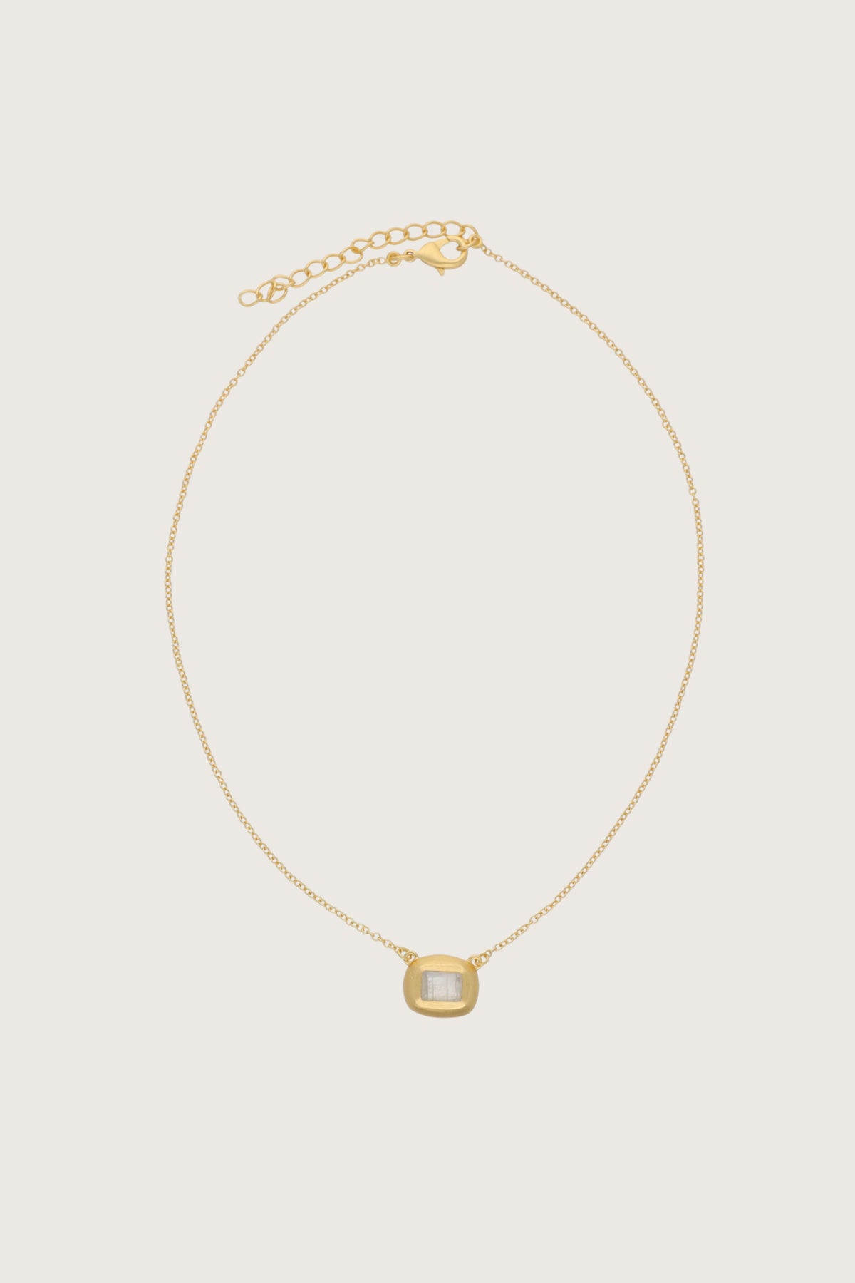 Collana Leher in pietra di luna arcobaleno, placcata in oro fino riciclato 18K, pietra di luna arcobaleno