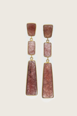Tota 18K Recycled Fine Gold Plated Strawberry Quartz Earrings - 925 Silver Posts