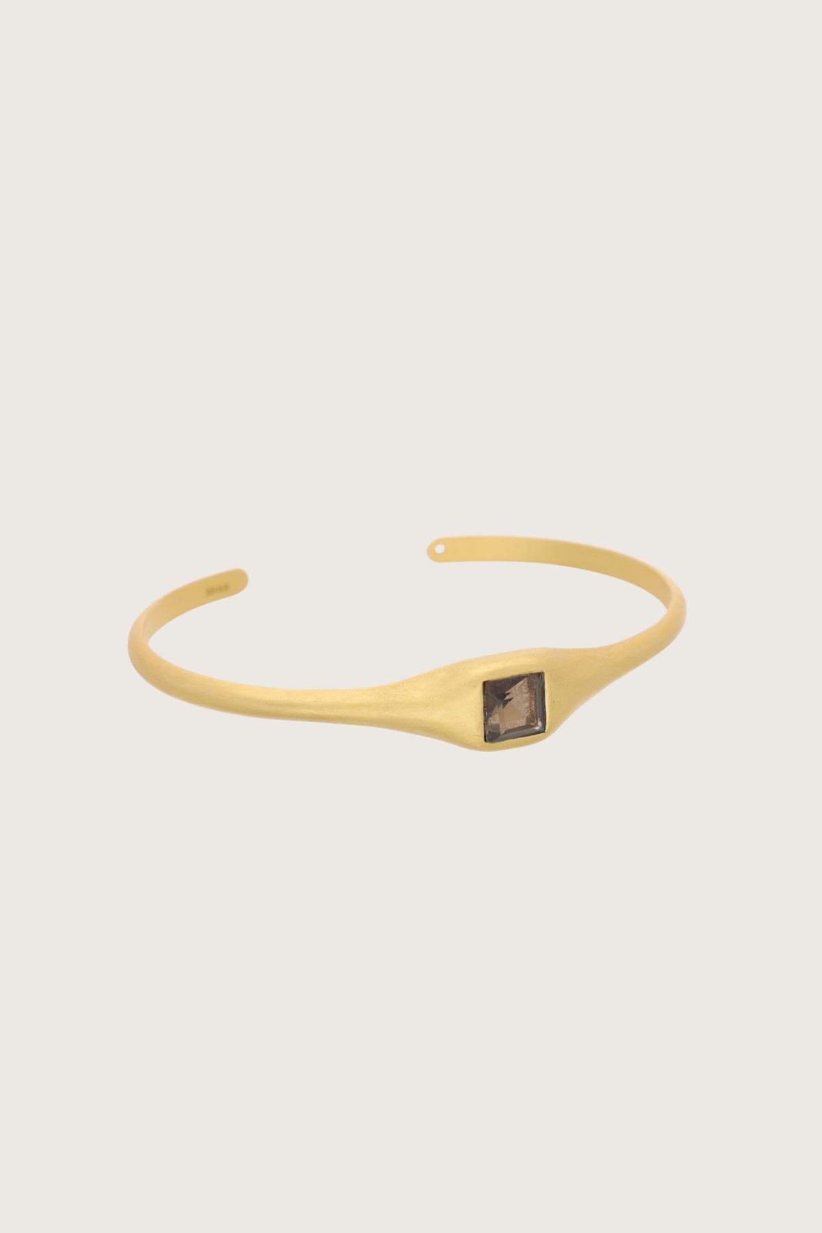 Pulsera Leher de topacio ahumado chapada en oro fino reciclado de 18K con topacio ahumado