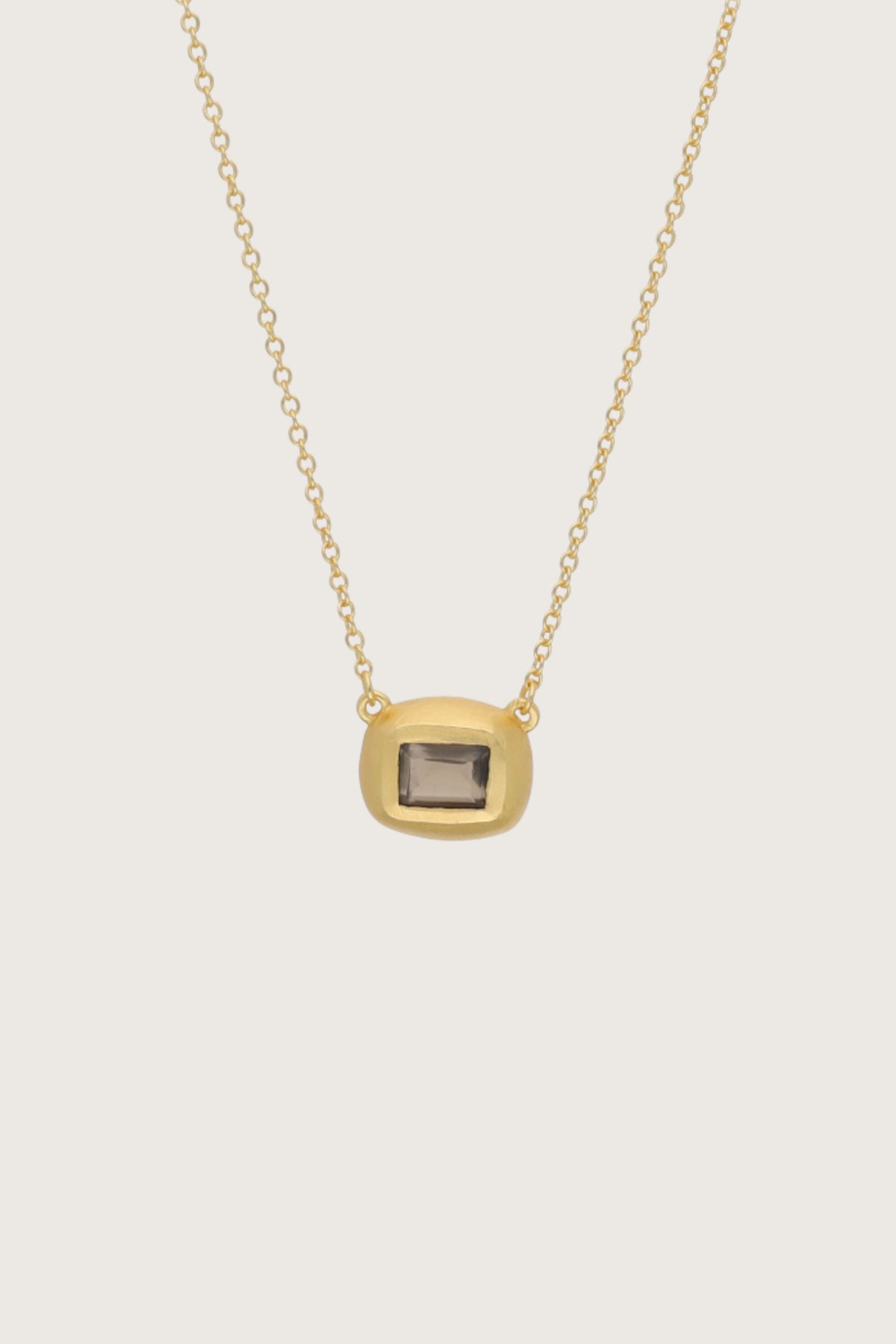 Collar Leher de topacio ahumado chapado en oro fino reciclado de 18K con topacio ahumado