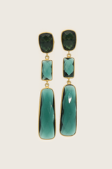 Tota 18K Recycled Fine Gold Plated Green Tourmaline Earrings - 925 Silver Posts