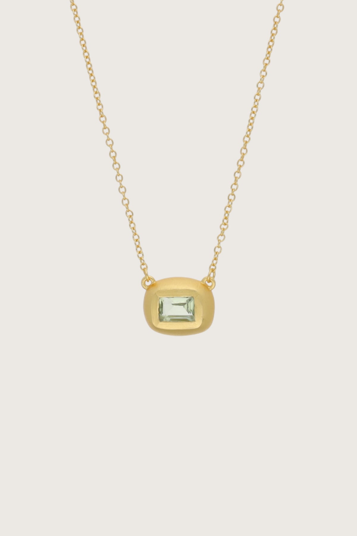 Collana Leher in ametista verde, placcata in oro fino riciclato 18K, ametista verde