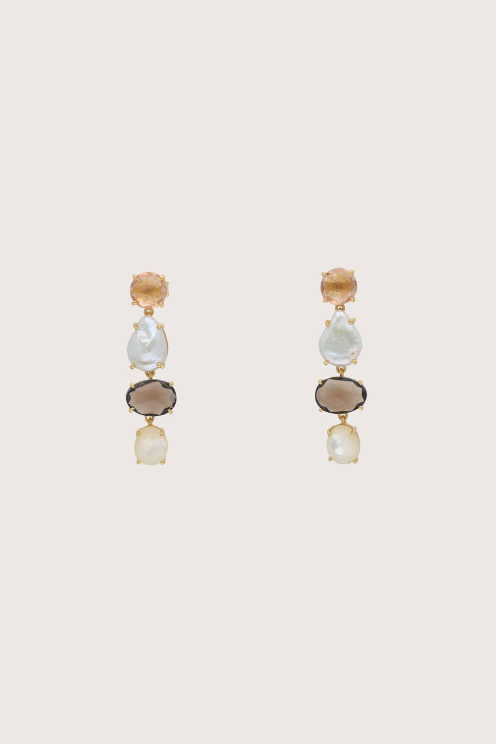 Orecchini Tiga con pietre multicolori, placcati in oro fino riciclato 18K, multicolore