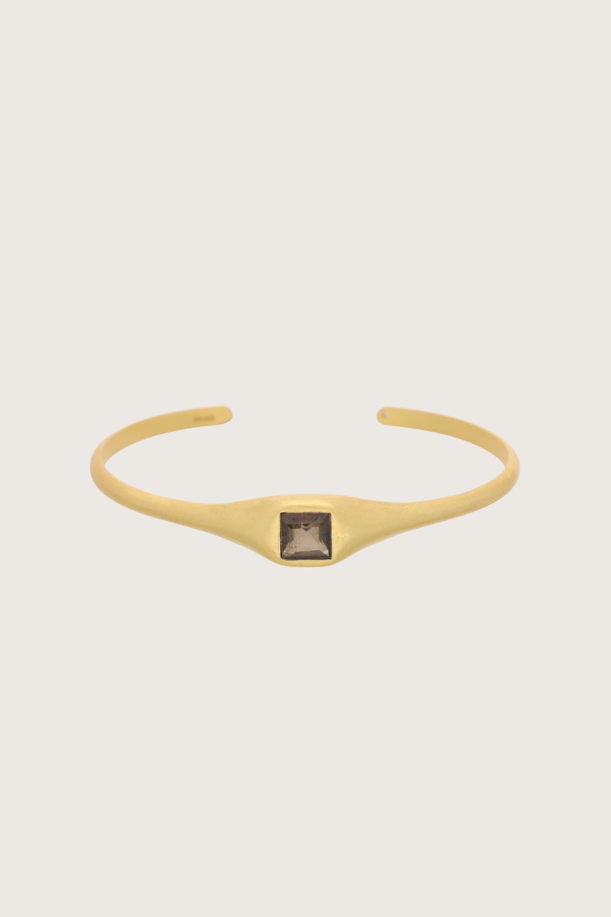 Pulsera Leher de topacio ahumado chapada en oro fino reciclado de 18K con topacio ahumado