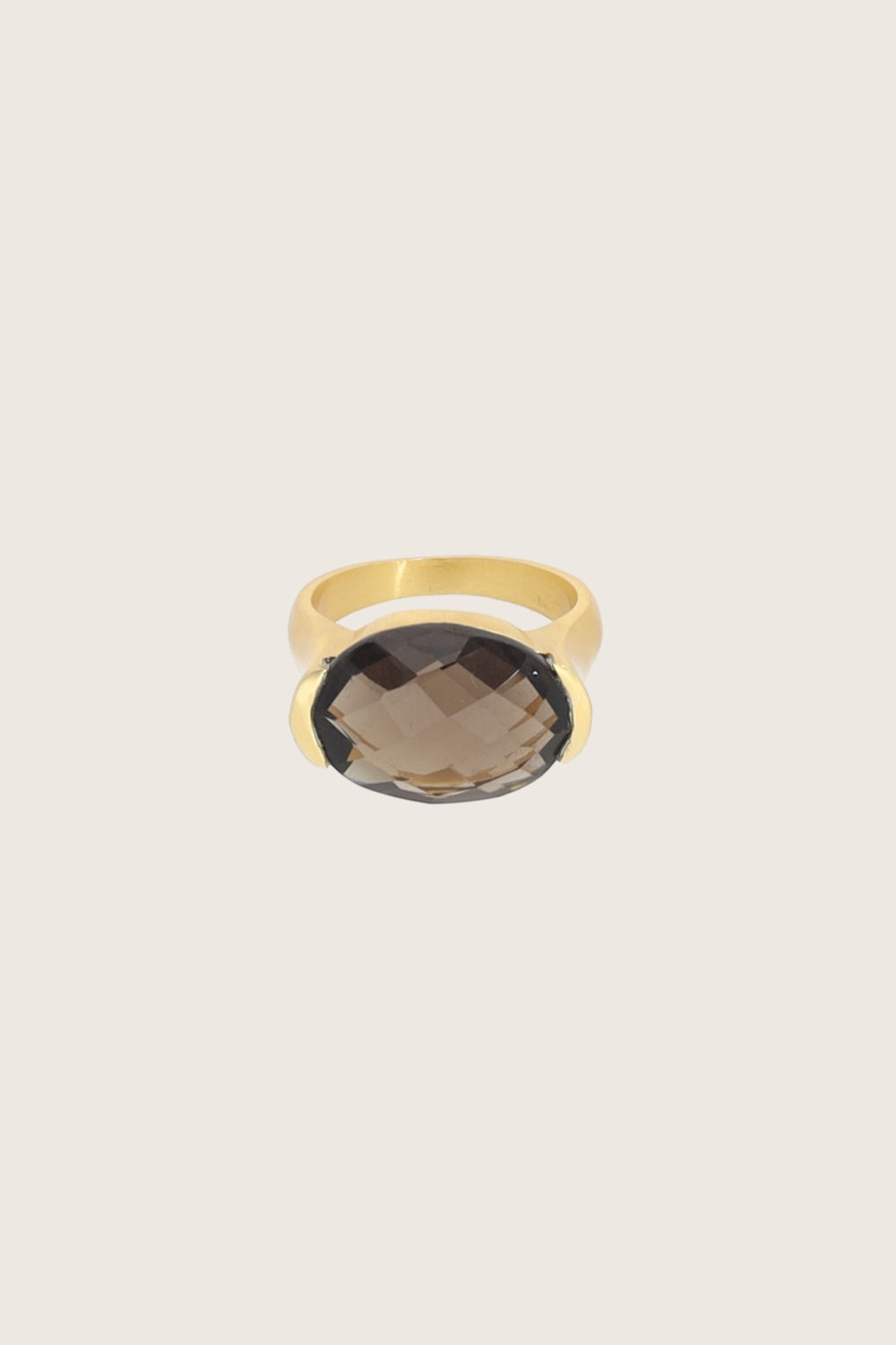 Anelli Ashni placcati in oro fino riciclato 18K, topazio fumé