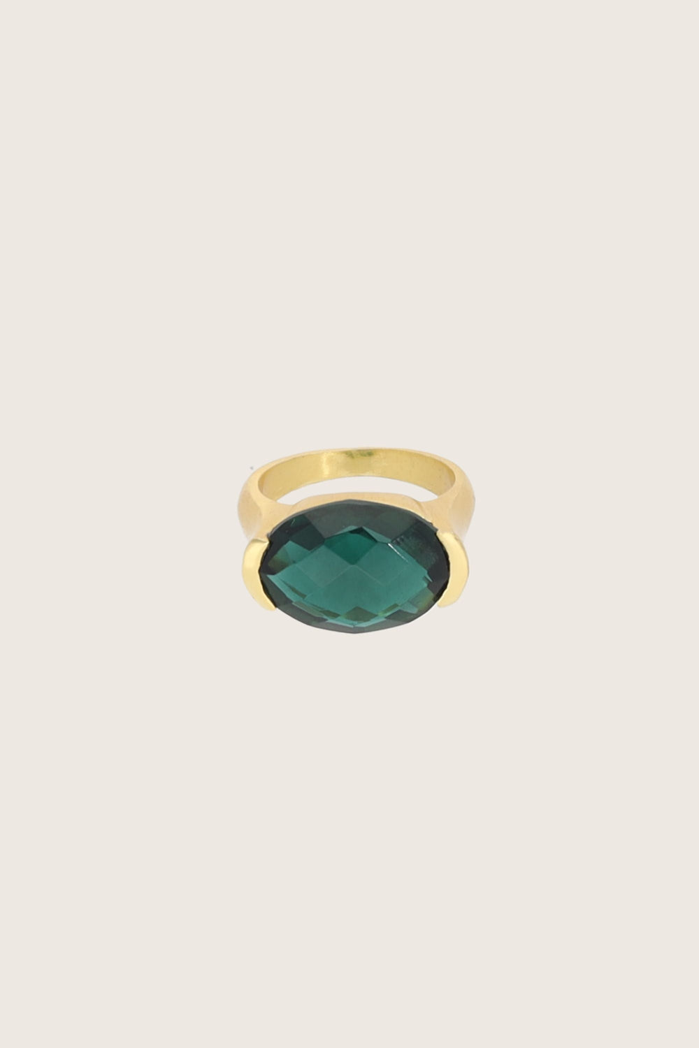 Anelli Ashni placcati in oro fino riciclato 18K, tormalina verde