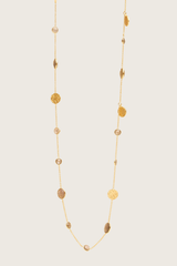 Collana Minski placcata in oro fine riciclato 18K, perla bianca / pietra di luna arcobaleno