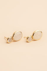 Brincos Zreinia em Quartzo Morango Banhados a Ouro Fino Reciclado 18K - Pinos em Prata 925