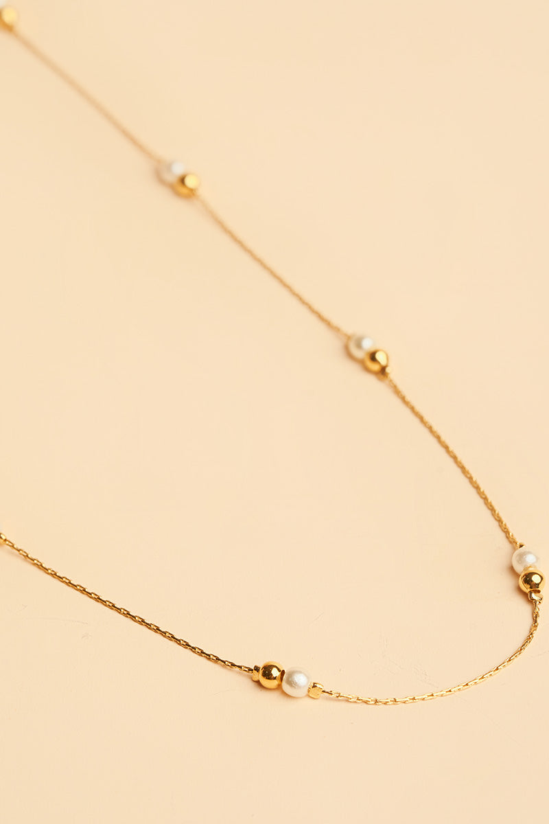 Jaru 14K Gold Inlay Freshwater Pearl Necklace
