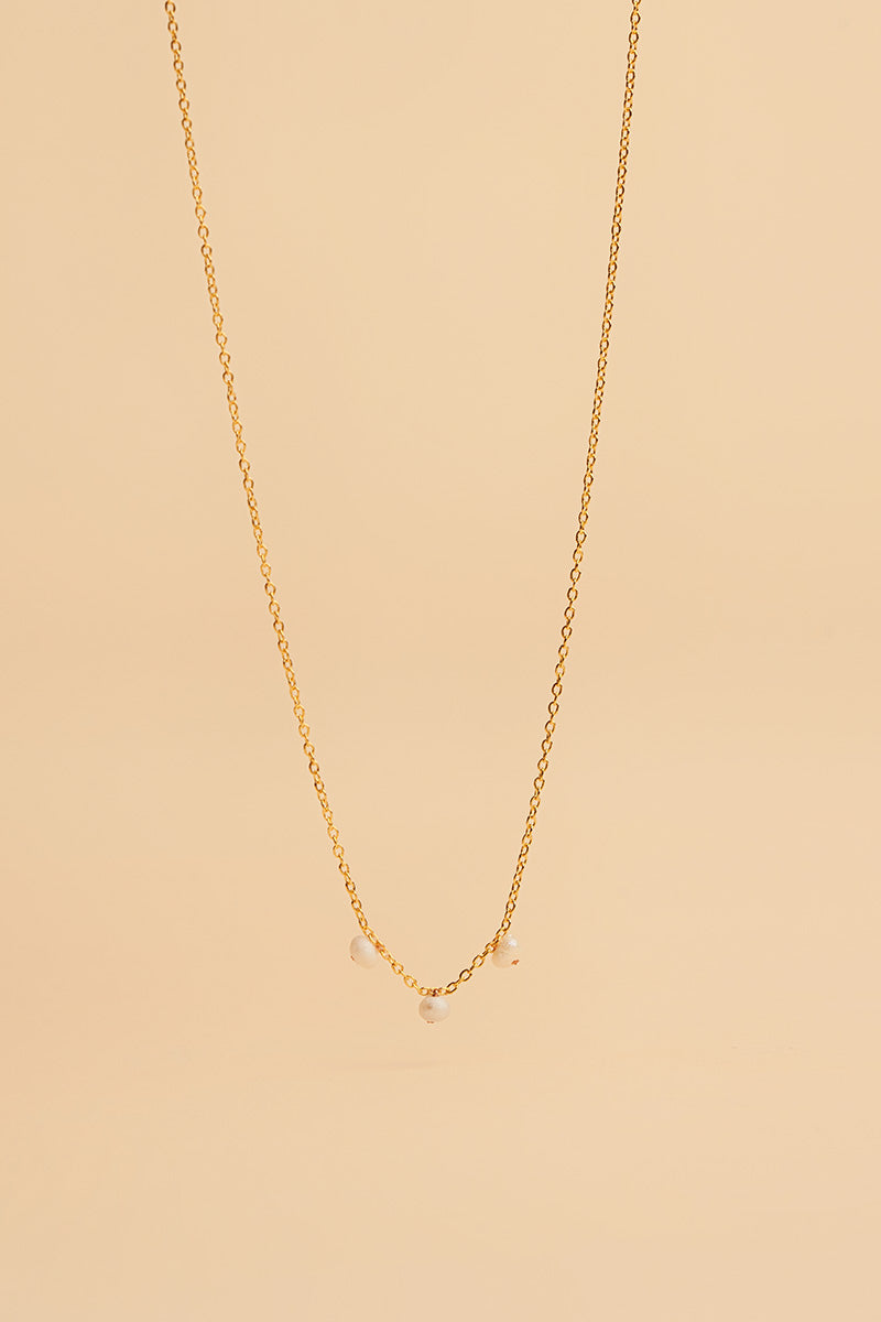 Jouta 14K Gold Inlay White Pearl Necklace