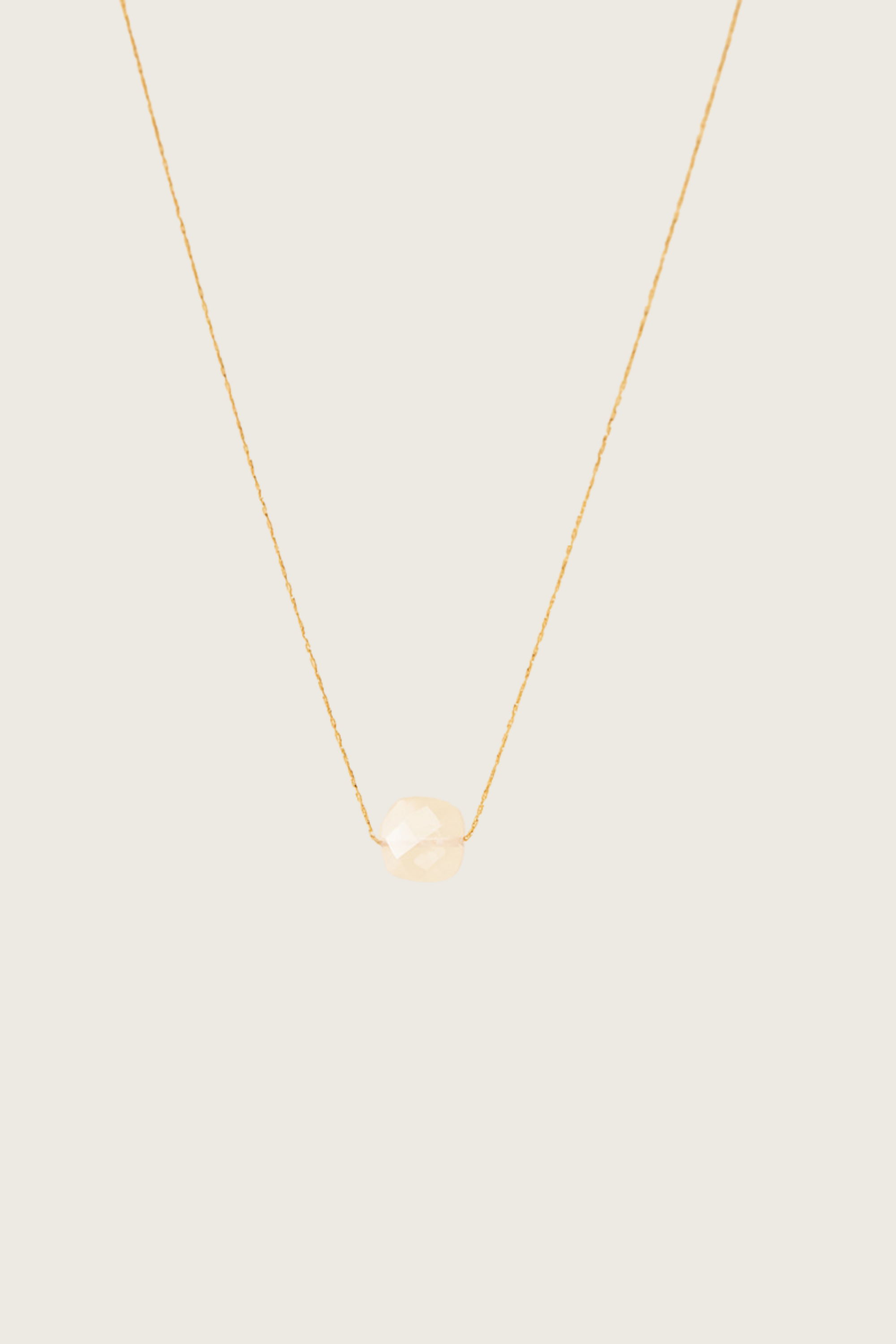 Jimini 14K Gold Inlay Rose Quartz Necklace