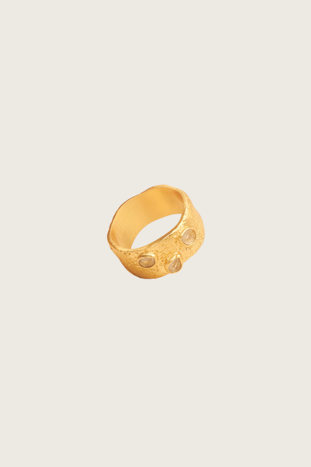 Eyssia 18K Recycled Fine Gold Plated Ring, Polki Diamond