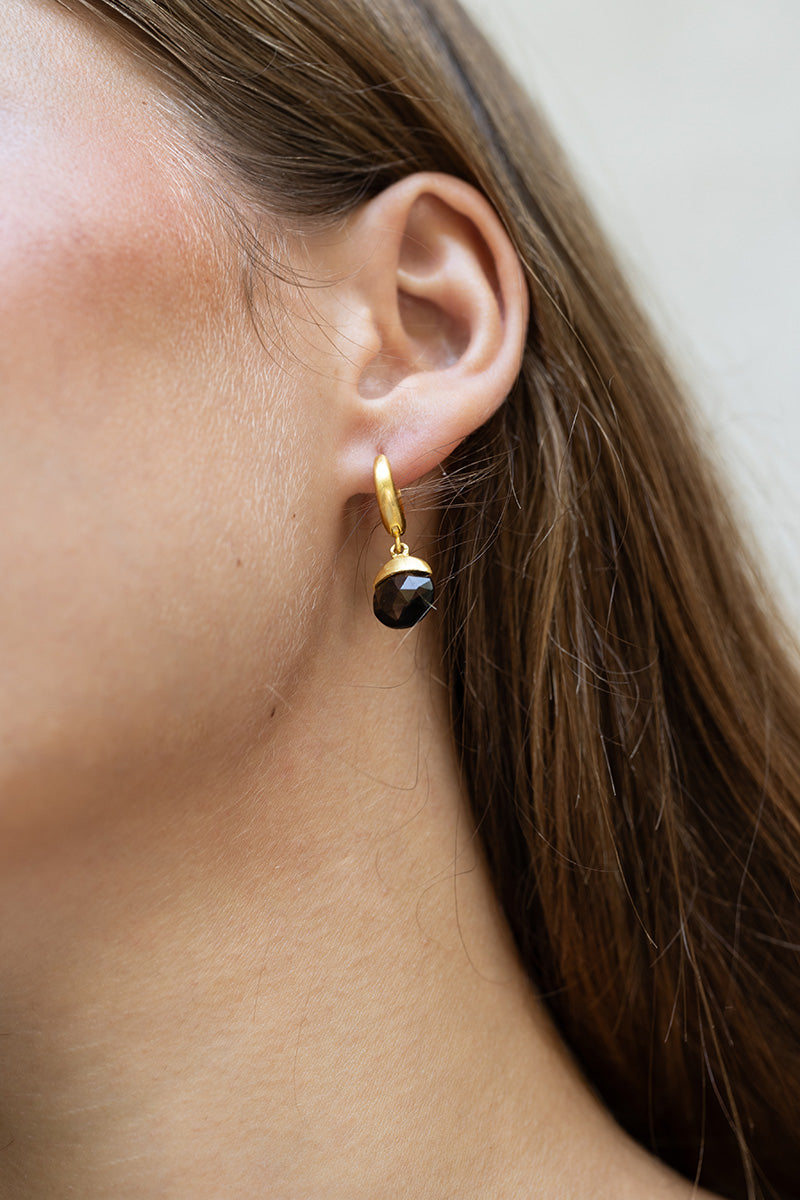 Tirua 18K Recycled Fine Gold Plated Smoky Topaz Earrings - 925 Silver Posts