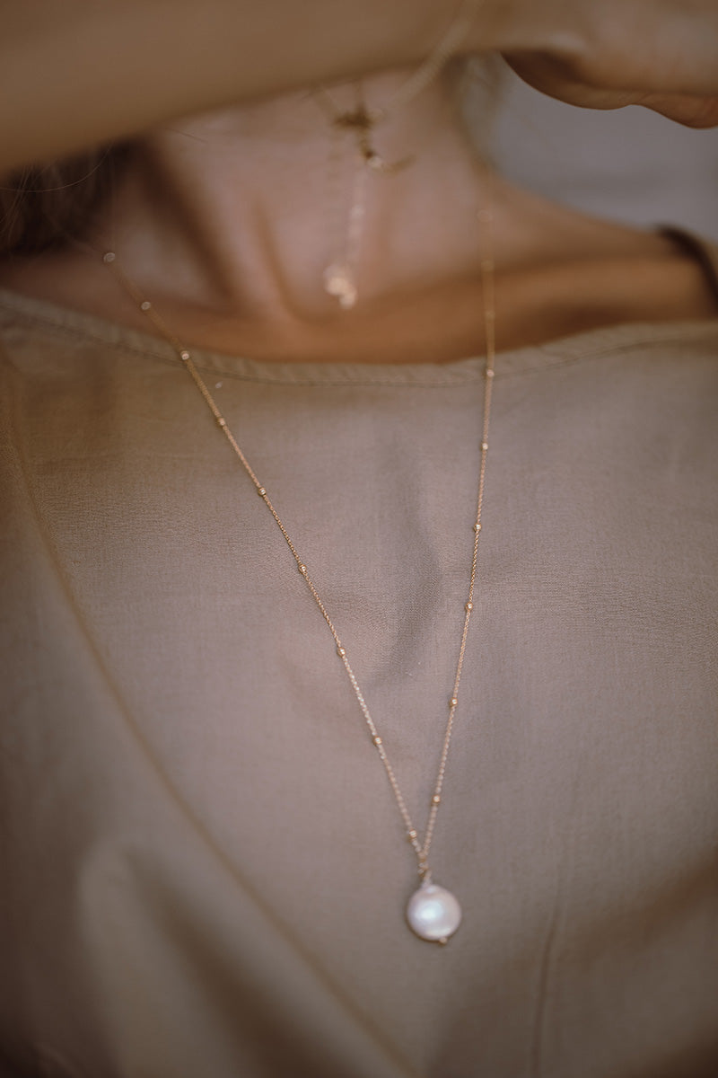 Jozi 14K Gold Inlay Baroque Pearl Necklace