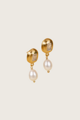 Orecchini Zarela placcati in oro fine 18K riciclato con perla d'acqua dolce e topazio fumé - perni in argento 925