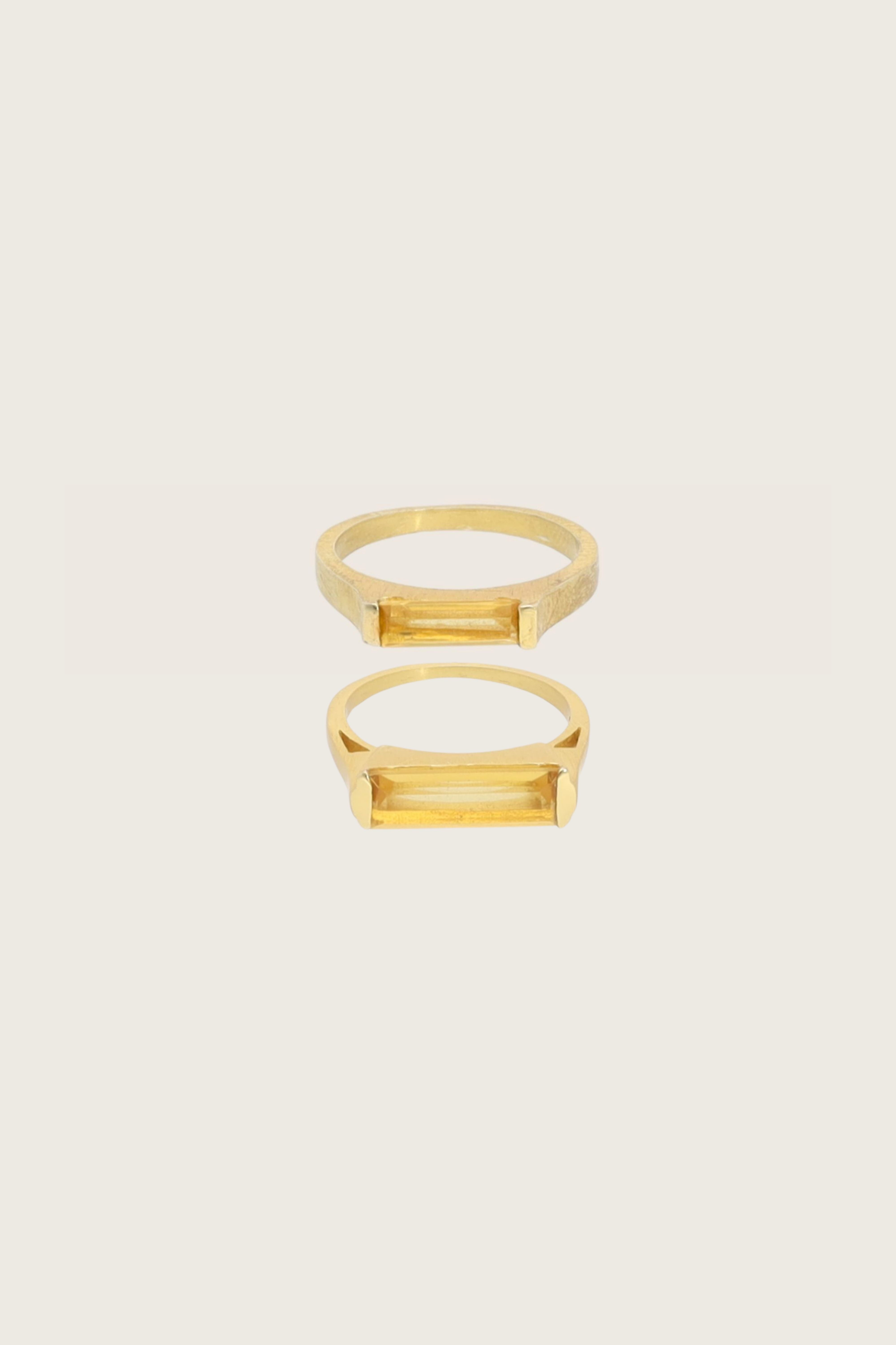 Gelbes Set 18K recycelte Feingold-beschichtete Citrin-Ringe