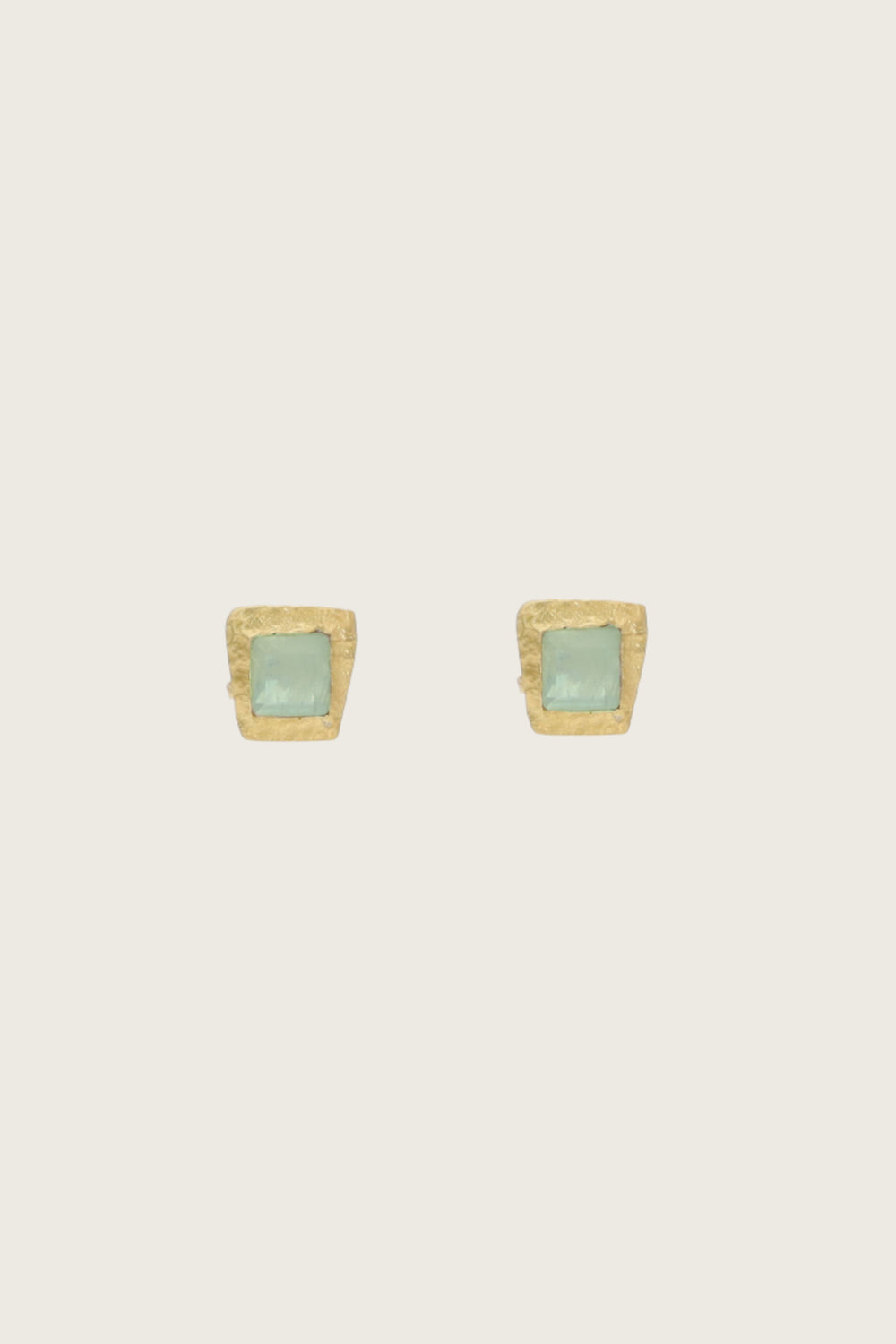 Solis 18K Recycled Fine Gold Plated Earrings - 925 Silver Posts, Green Amethyst