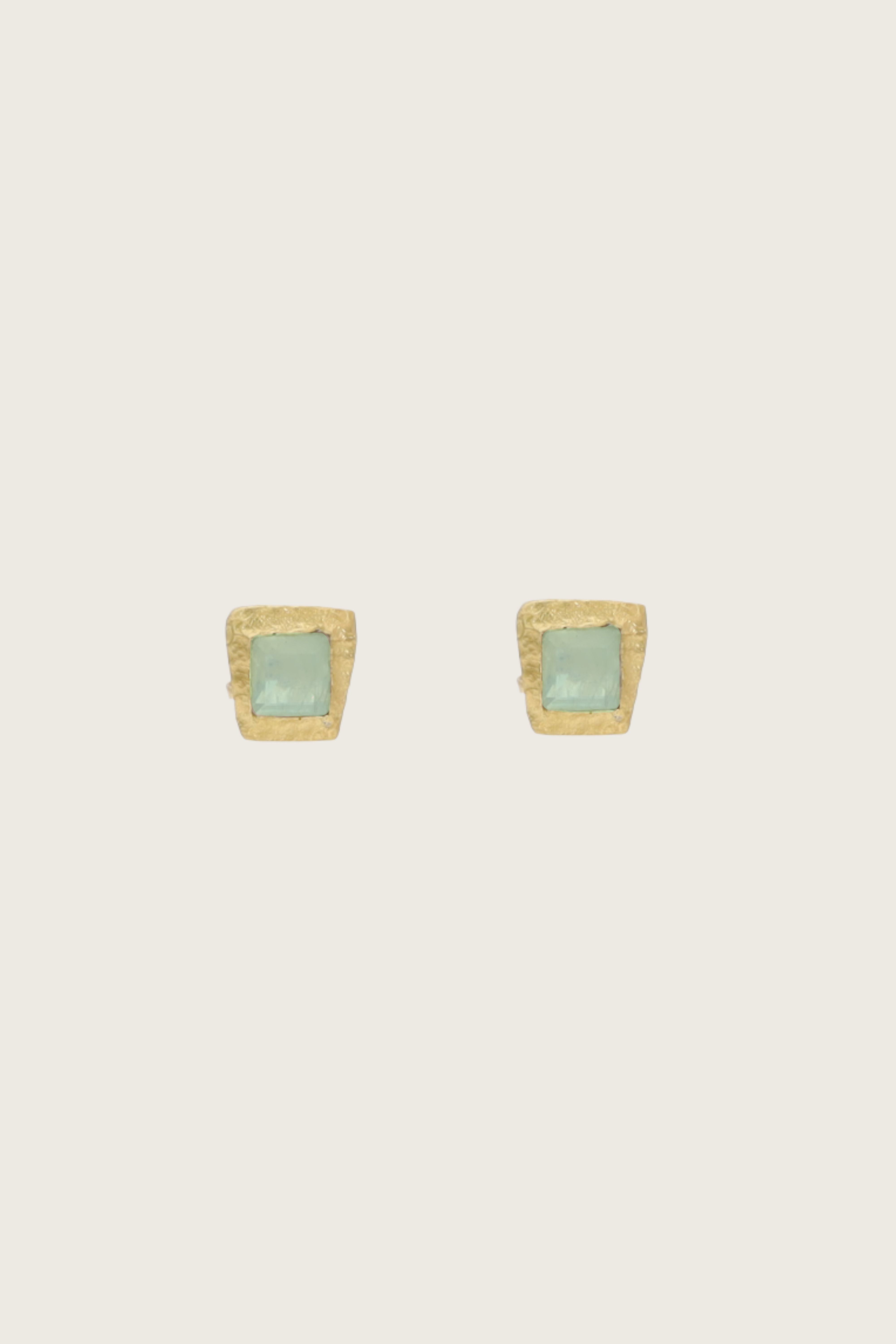 Solis 18K Recycled Fine Gold Plated Green Amethyst Earrings - 925 Silver Posts