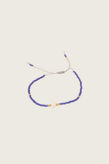 Mania 14K Gold Einlage Weißer Perlen / Blauer Armband