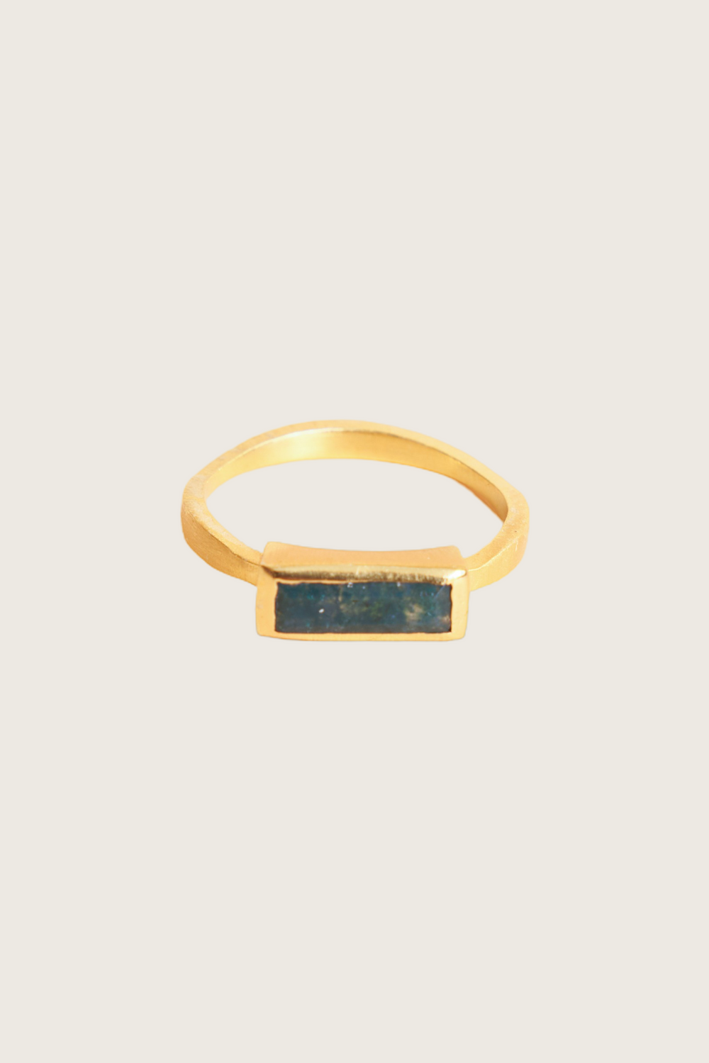 Najla 18K Recycled Fine Gold Plated Ring, Moss Agate