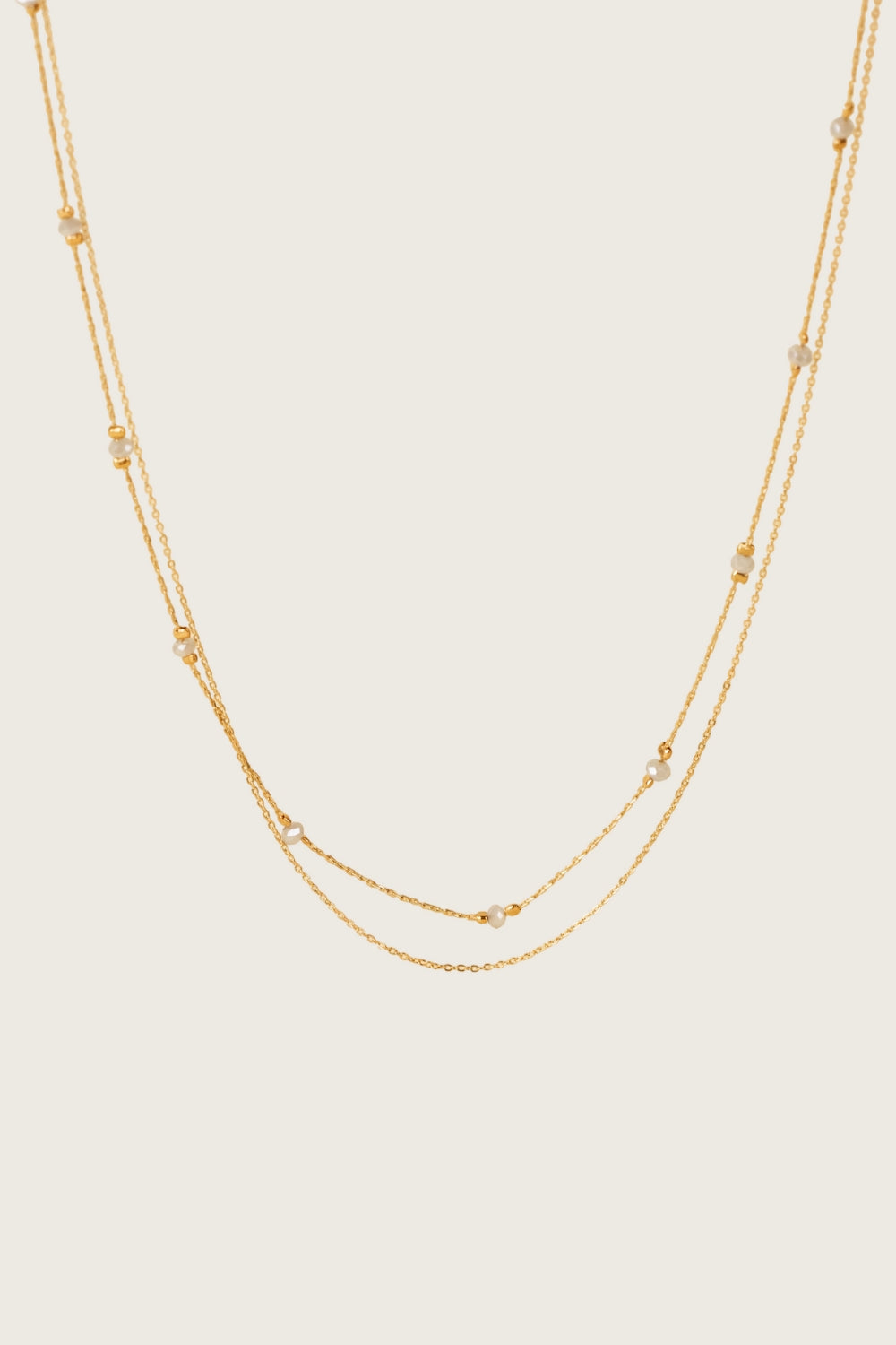 Posla 14K Gold Inlay Cream Crystal Necklace