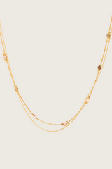 Posla 14K Gold Inlay Light Tri-Color Crystal Necklace