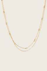 Posla 14K Gold Inlay Cream Crystal Necklace
