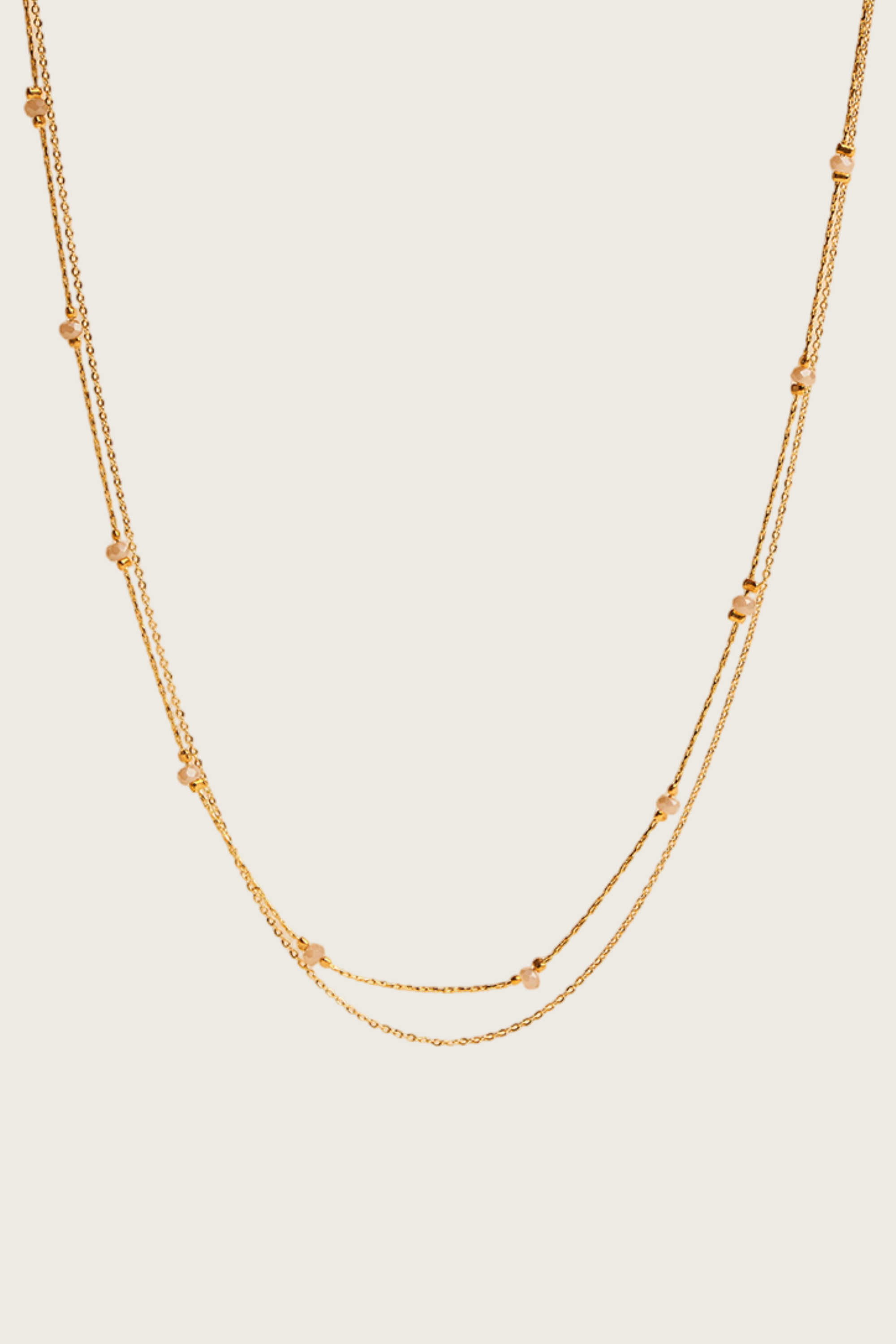 Posla 14K Gold Inlay Peach Crystal Necklace