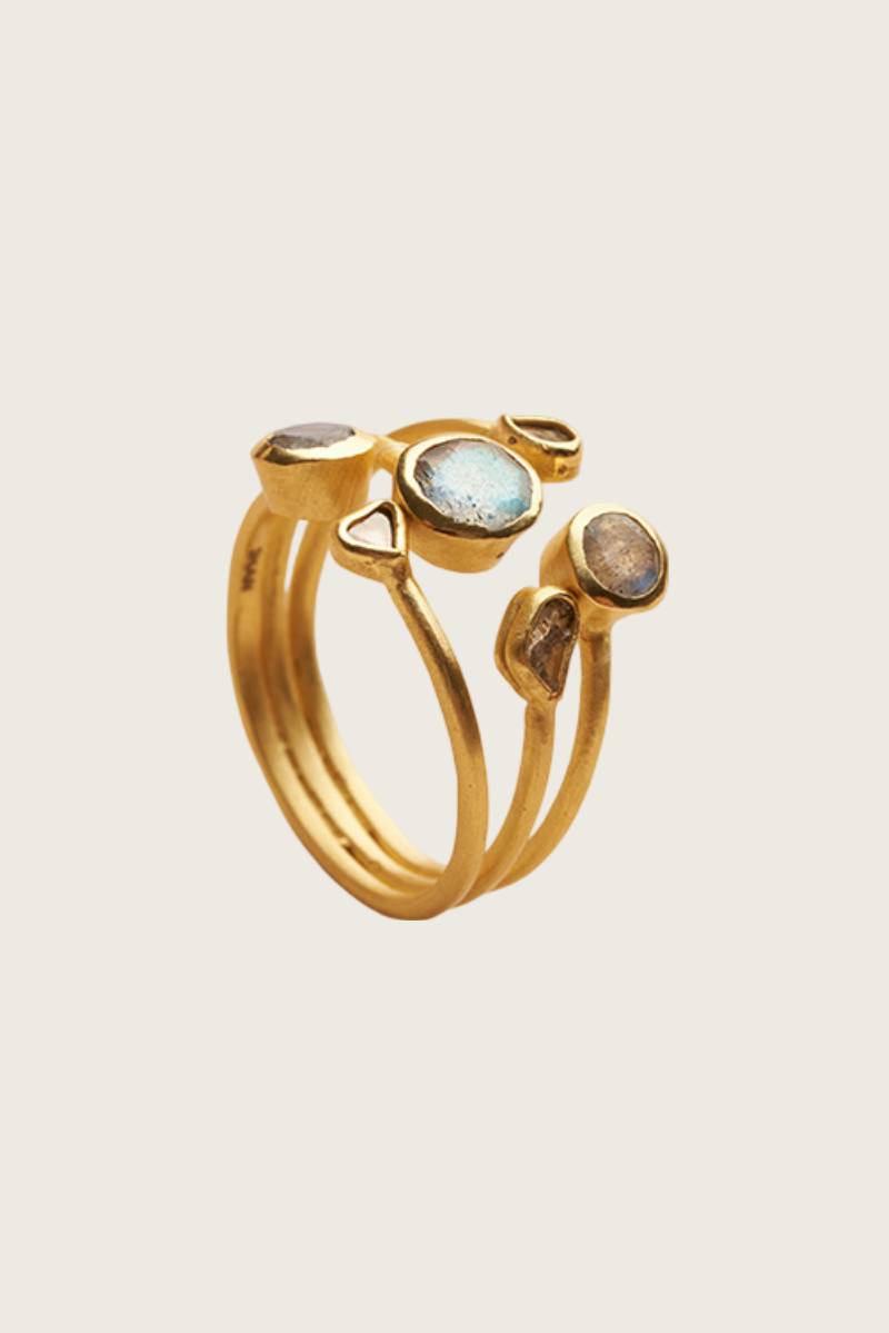 Siko 18K Recycled Fine Gold Plated Labradorite Ring