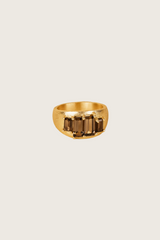 Anillo Velora chapado en oro fino reciclado de 18K con topacio ahumado
